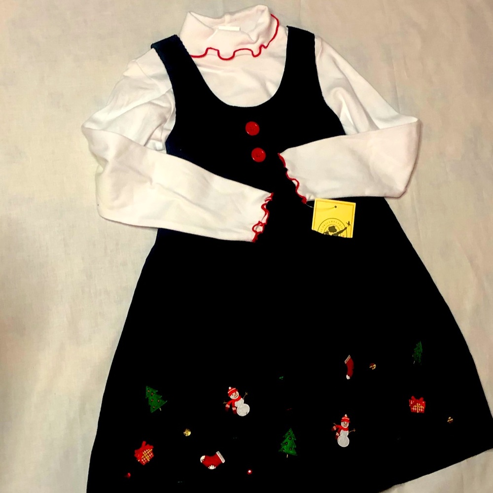 Black Christmas Dress with White Shirt NWT Size:6